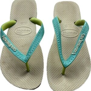 Havaianas Women's Sandals - Aqua and Beige
